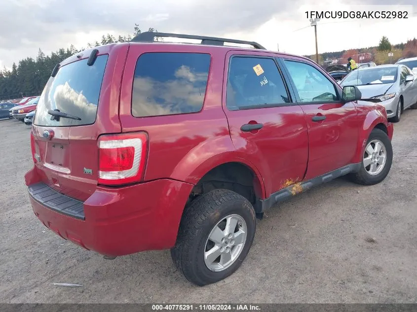 2010 Ford Escape Xlt VIN: 1FMCU9DG8AKC52982 Lot: 40775291