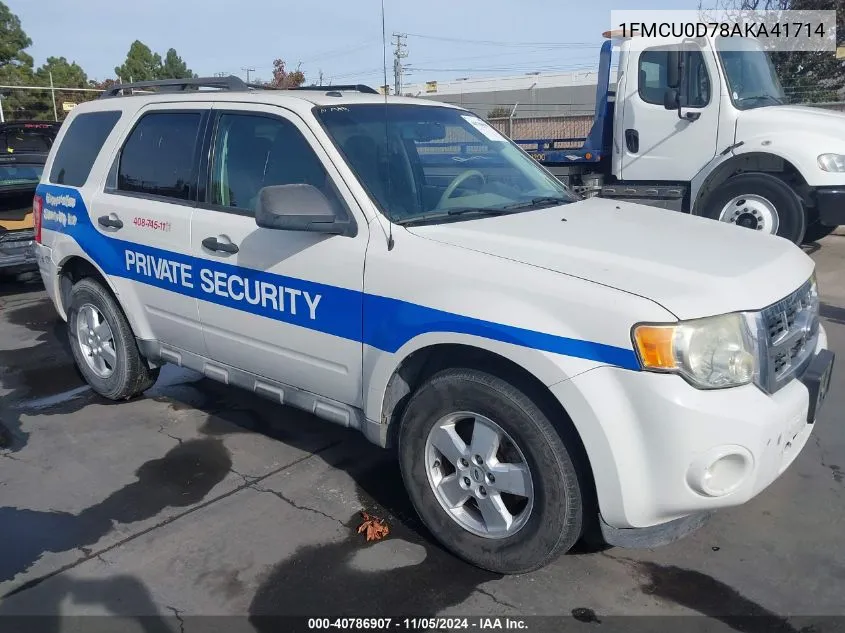 2010 Ford Escape Xlt VIN: 1FMCU0D78AKA41714 Lot: 40786907