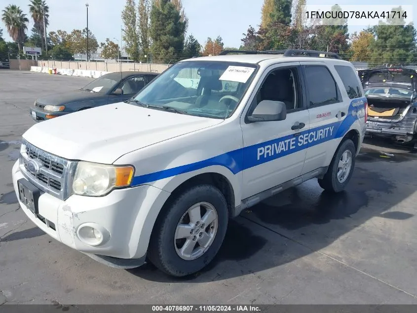 2010 Ford Escape Xlt VIN: 1FMCU0D78AKA41714 Lot: 40786907