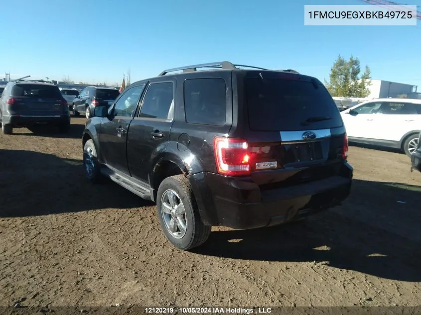 2011 Ford Escape Limited VIN: 1FMCU9EGXBKB49725 Lot: 12120219