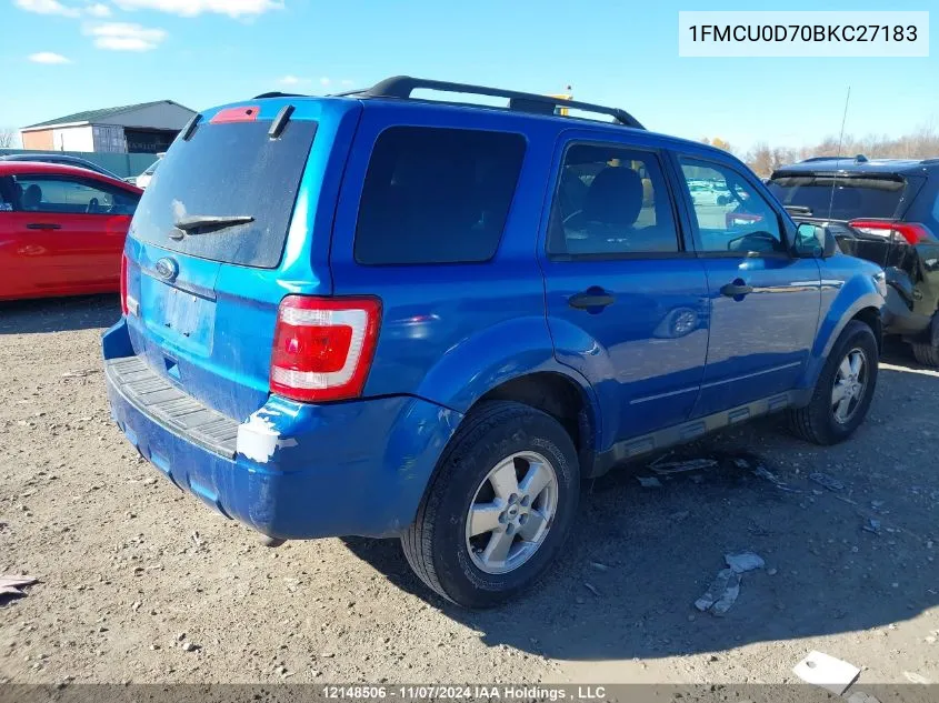 2011 Ford Escape Xlt VIN: 1FMCU0D70BKC27183 Lot: 12148506