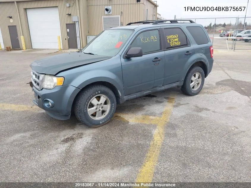 2011 Ford Escape Xlt V6 VIN: 1FMCU9DG4BKB75657 Lot: 20183067