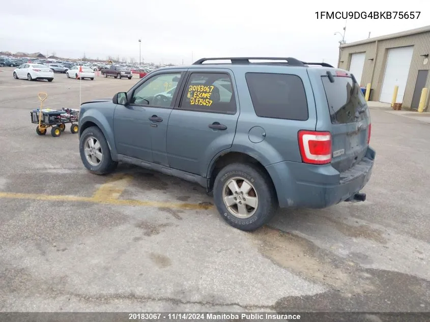 2011 Ford Escape Xlt V6 VIN: 1FMCU9DG4BKB75657 Lot: 20183067