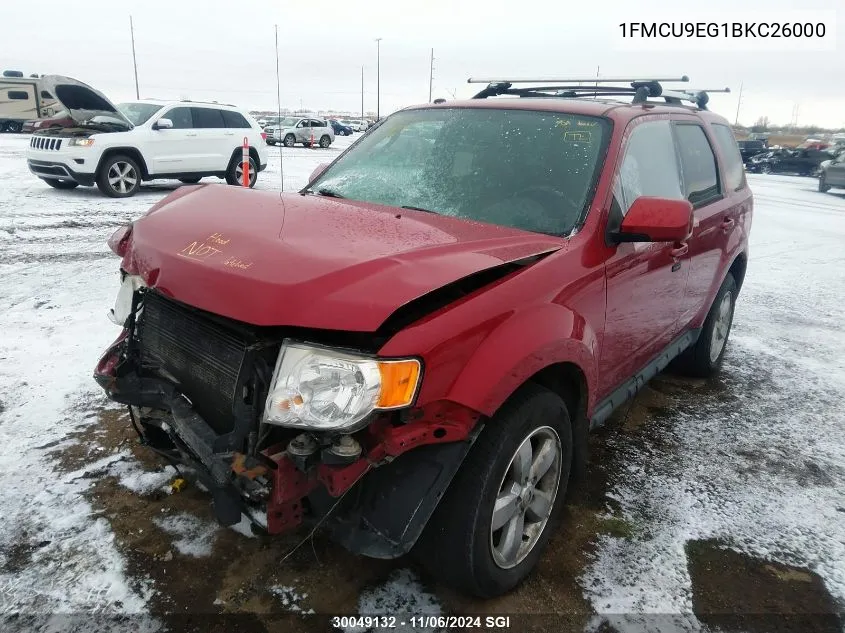 2011 Ford Escape Limited VIN: 1FMCU9EG1BKC26000 Lot: 30049132