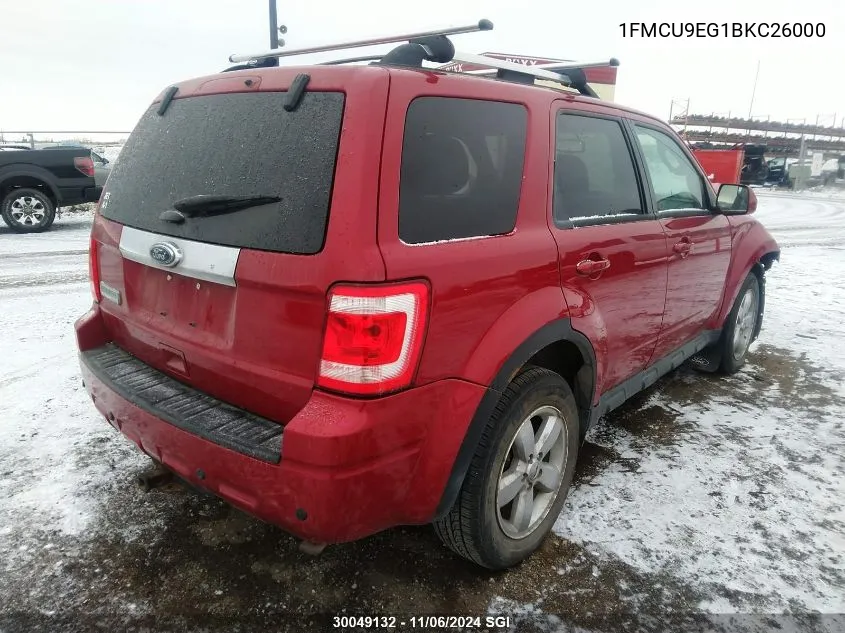 2011 Ford Escape Limited VIN: 1FMCU9EG1BKC26000 Lot: 30049132