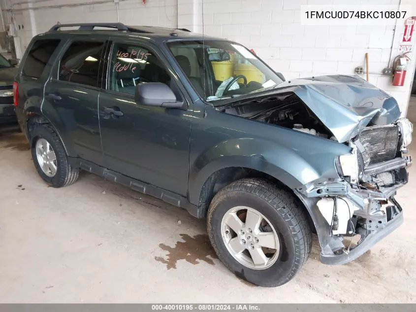 2011 Ford Escape Xlt VIN: 1FMCU0D74BKC10807 Lot: 40010195