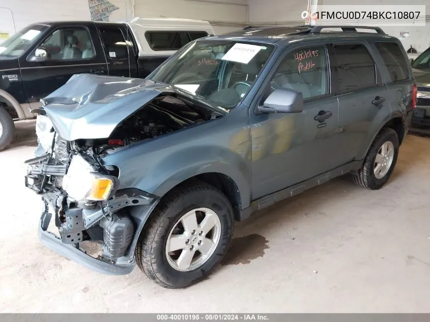 2011 Ford Escape Xlt VIN: 1FMCU0D74BKC10807 Lot: 40010195