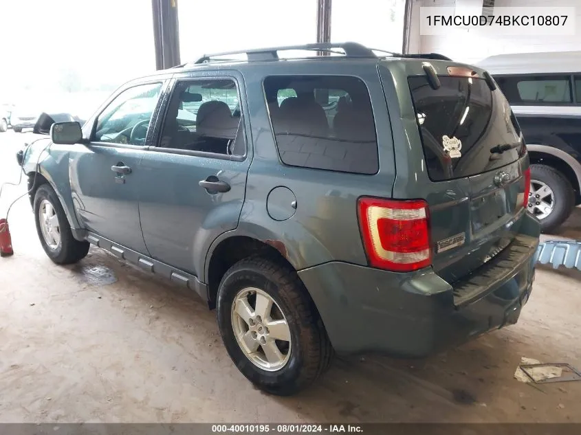 2011 Ford Escape Xlt VIN: 1FMCU0D74BKC10807 Lot: 40010195