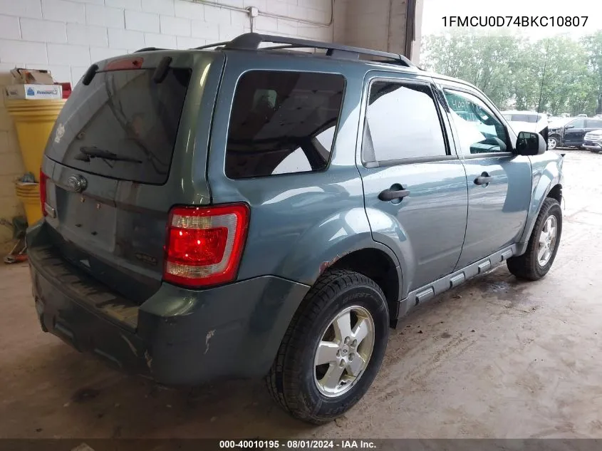 2011 Ford Escape Xlt VIN: 1FMCU0D74BKC10807 Lot: 40010195