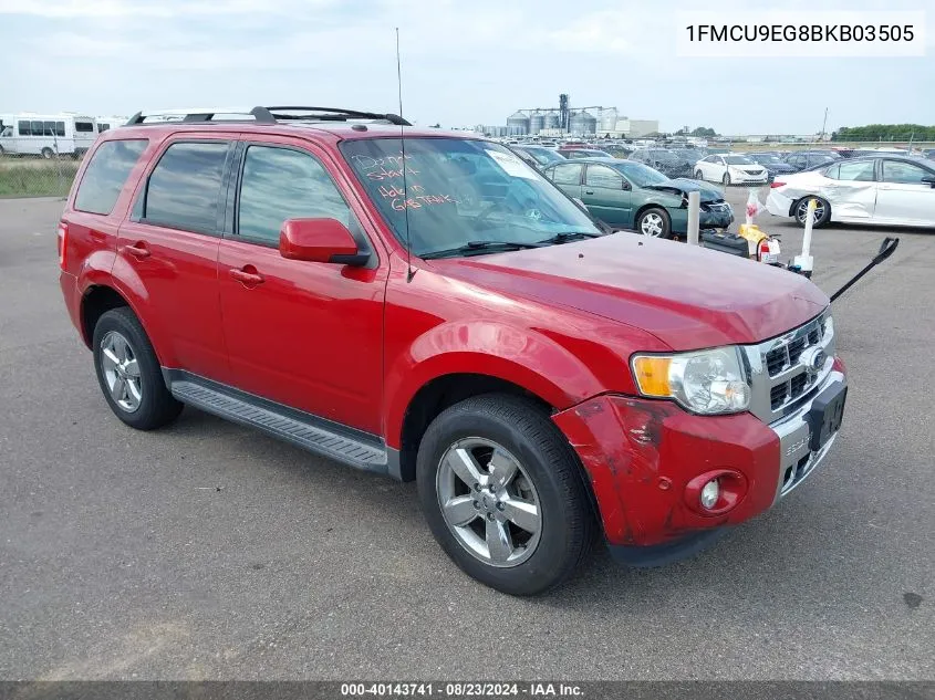 2011 Ford Escape Limited VIN: 1FMCU9EG8BKB03505 Lot: 40143741