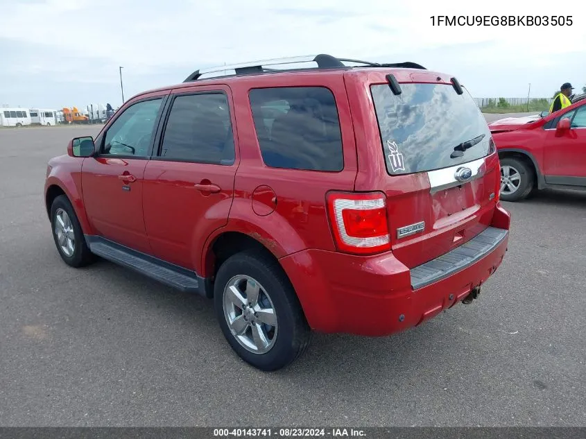 2011 Ford Escape Limited VIN: 1FMCU9EG8BKB03505 Lot: 40143741