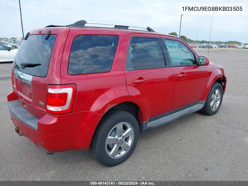 2011 Ford Escape Limited VIN: 1FMCU9EG8BKB03505 Lot: 40143741