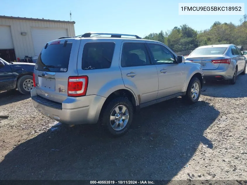 2011 Ford Escape Limited VIN: 1FMCU9EG5BKC18952 Lot: 40553519