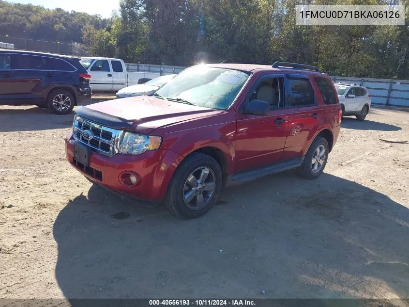 2011 Ford Escape Xlt VIN: 1FMCU0D71BKA06126 Lot: 40556193