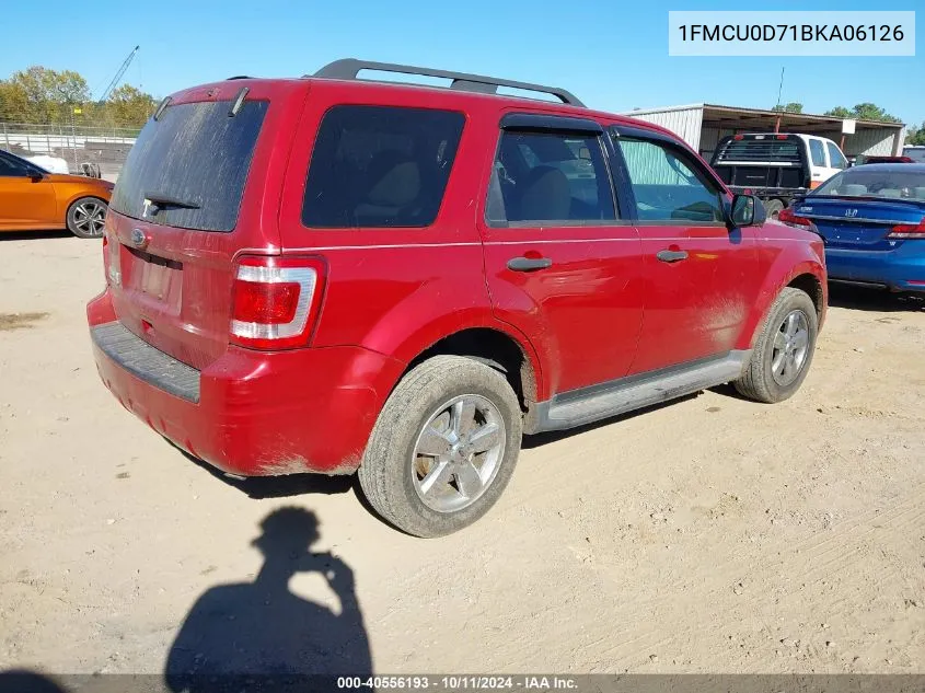 2011 Ford Escape Xlt VIN: 1FMCU0D71BKA06126 Lot: 40556193