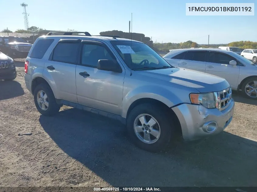 2011 Ford Escape Xlt VIN: 1FMCU9DG1BKB01192 Lot: 40569725