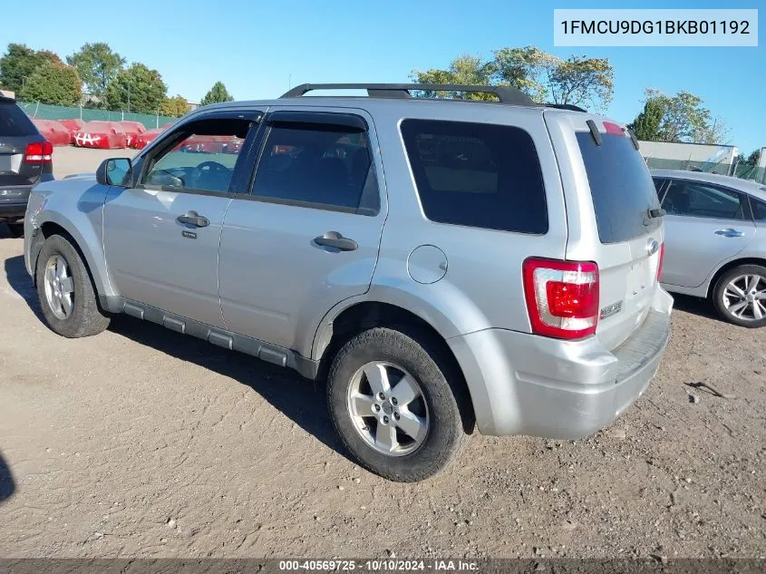 2011 Ford Escape Xlt VIN: 1FMCU9DG1BKB01192 Lot: 40569725