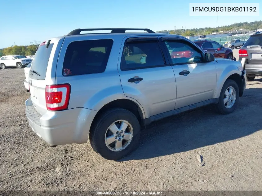 2011 Ford Escape Xlt VIN: 1FMCU9DG1BKB01192 Lot: 40569725