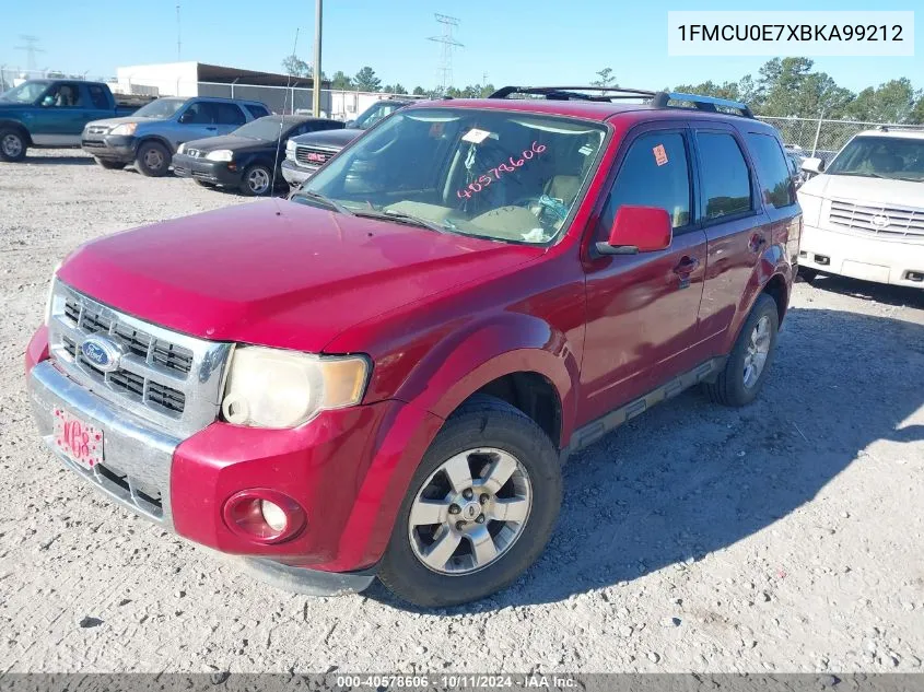 1FMCU0E7XBKA99212 2011 Ford Escape Limited