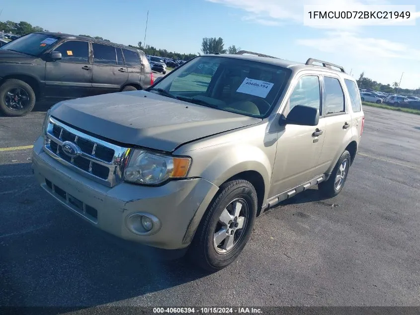 2011 Ford Escape Xlt VIN: 1FMCU0D72BKC21949 Lot: 40606394