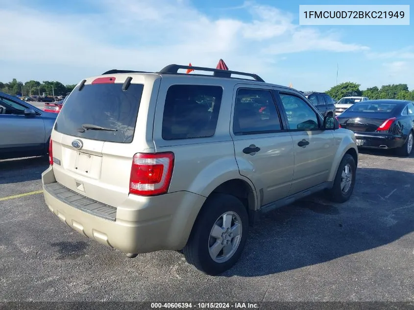 2011 Ford Escape Xlt VIN: 1FMCU0D72BKC21949 Lot: 40606394