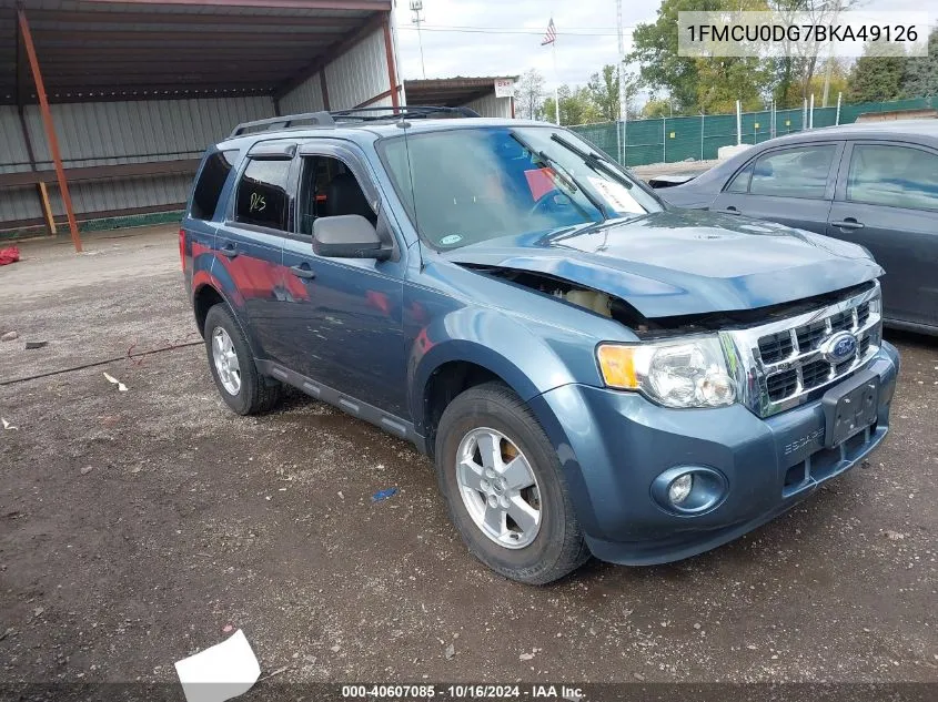 2011 Ford Escape Xlt VIN: 1FMCU0DG7BKA49126 Lot: 40607085