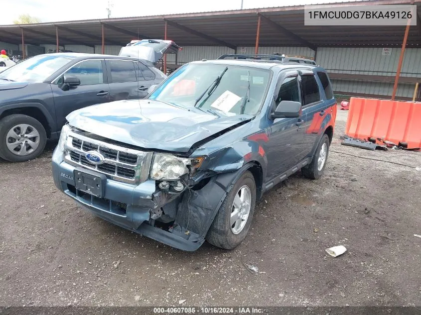 2011 Ford Escape Xlt VIN: 1FMCU0DG7BKA49126 Lot: 40607085