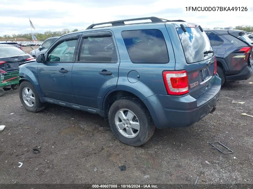 2011 Ford Escape Xlt VIN: 1FMCU0DG7BKA49126 Lot: 40607085