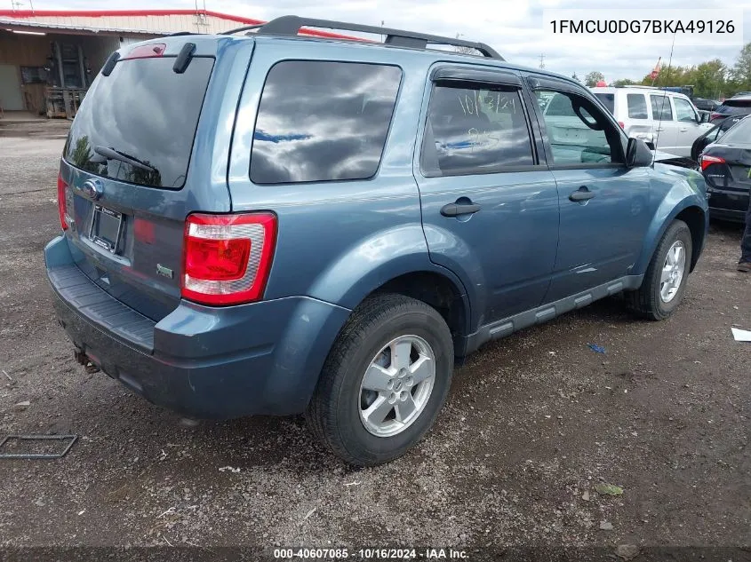 2011 Ford Escape Xlt VIN: 1FMCU0DG7BKA49126 Lot: 40607085