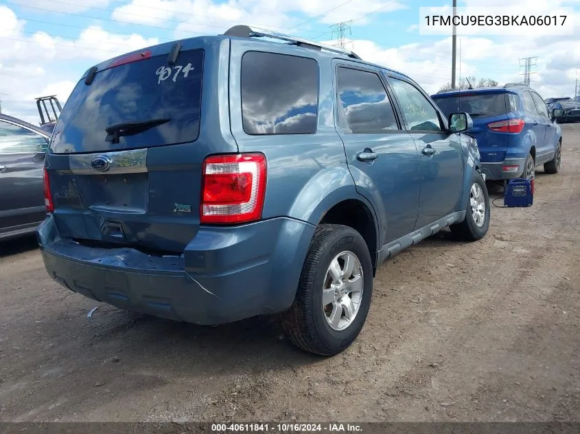 2011 Ford Escape Limited VIN: 1FMCU9EG3BKA06017 Lot: 40611841