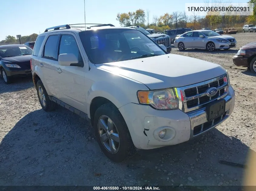 2011 Ford Escape Limited VIN: 1FMCU9EG5BKC02931 Lot: 40615580