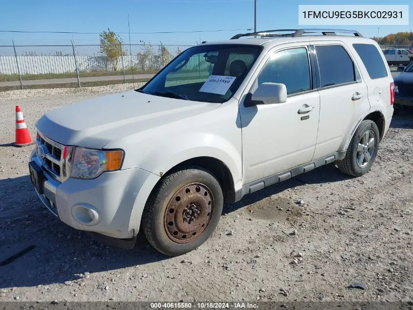 2011 Ford Escape Limited VIN: 1FMCU9EG5BKC02931 Lot: 40615580