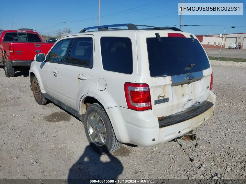 2011 Ford Escape Limited VIN: 1FMCU9EG5BKC02931 Lot: 40615580