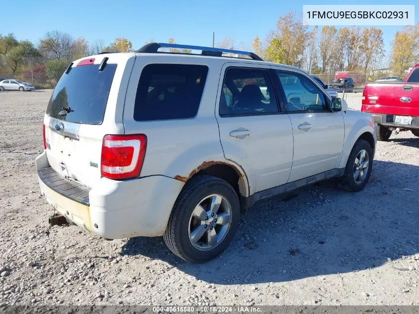 2011 Ford Escape Limited VIN: 1FMCU9EG5BKC02931 Lot: 40615580