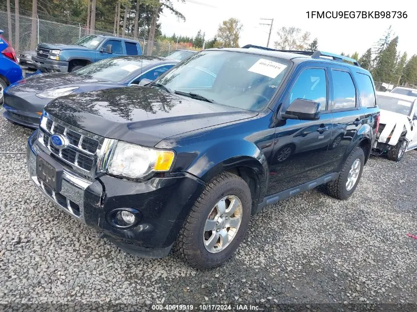 2011 Ford Escape Limited VIN: 1FMCU9EG7BKB98736 Lot: 40619919