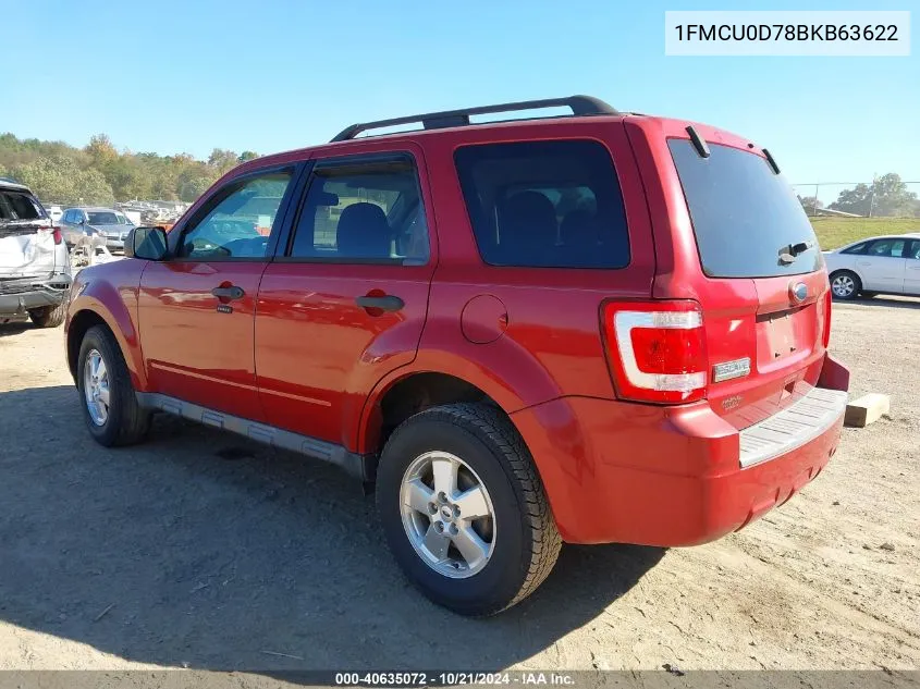 2011 Ford Escape Xlt VIN: 1FMCU0D78BKB63622 Lot: 40635072