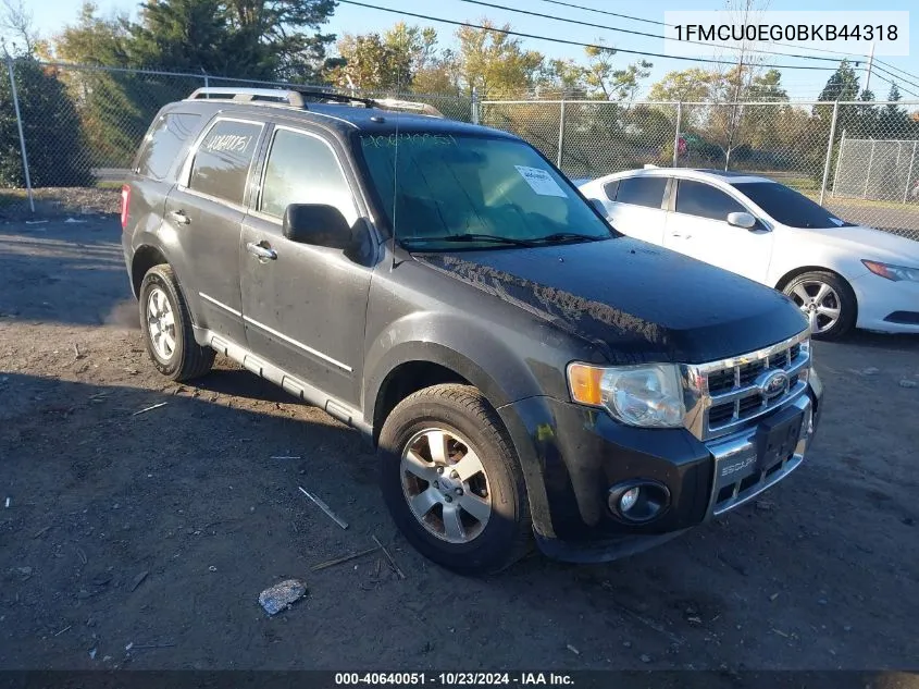 2011 Ford Escape Limited VIN: 1FMCU0EG0BKB44318 Lot: 40640051