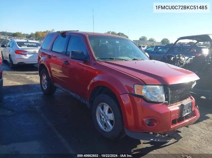 2011 Ford Escape Xls VIN: 1FMCU0C72BKC51485 Lot: 40662602