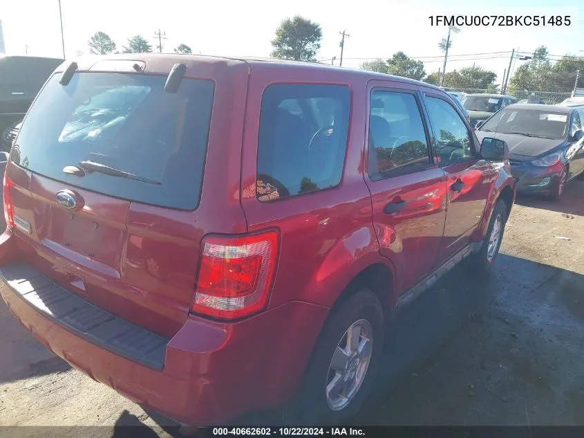 2011 Ford Escape Xls VIN: 1FMCU0C72BKC51485 Lot: 40662602