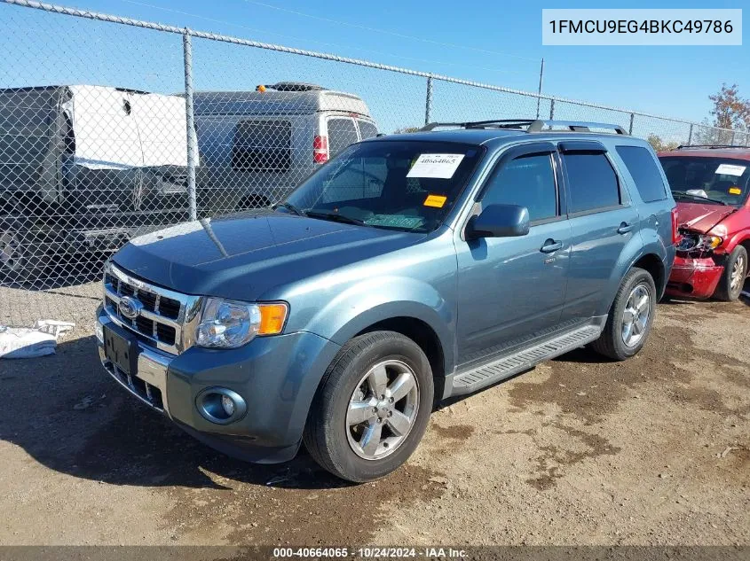 2011 Ford Escape Limited VIN: 1FMCU9EG4BKC49786 Lot: 40664065