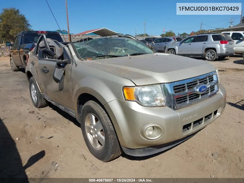 2011 Ford Escape Xlt VIN: 1FMCU0DG1BKC70429 Lot: 40679807