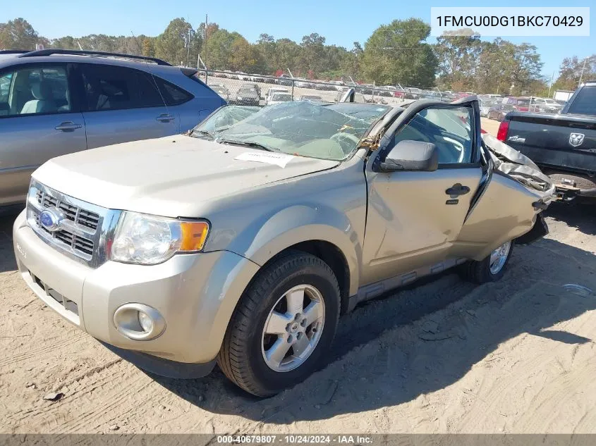 2011 Ford Escape Xlt VIN: 1FMCU0DG1BKC70429 Lot: 40679807