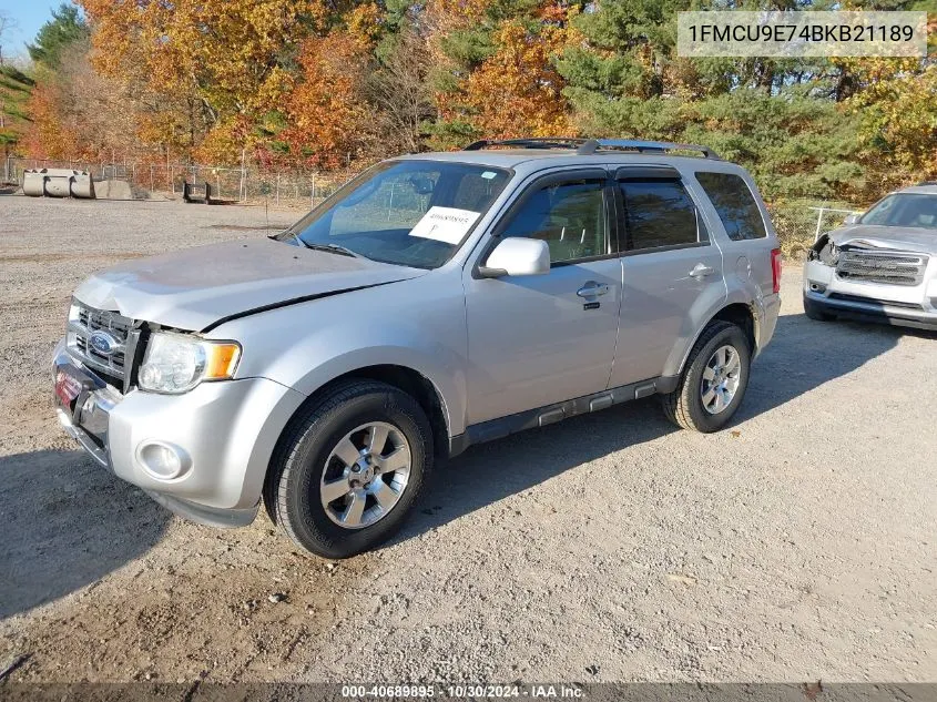 1FMCU9E74BKB21189 2011 Ford Escape Limited