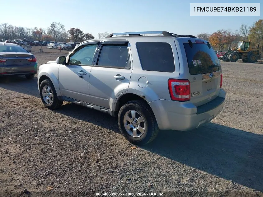 1FMCU9E74BKB21189 2011 Ford Escape Limited