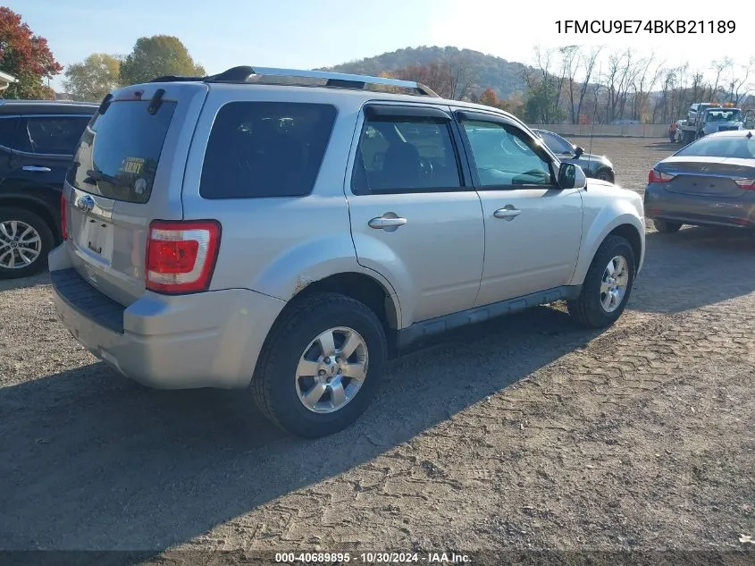 1FMCU9E74BKB21189 2011 Ford Escape Limited