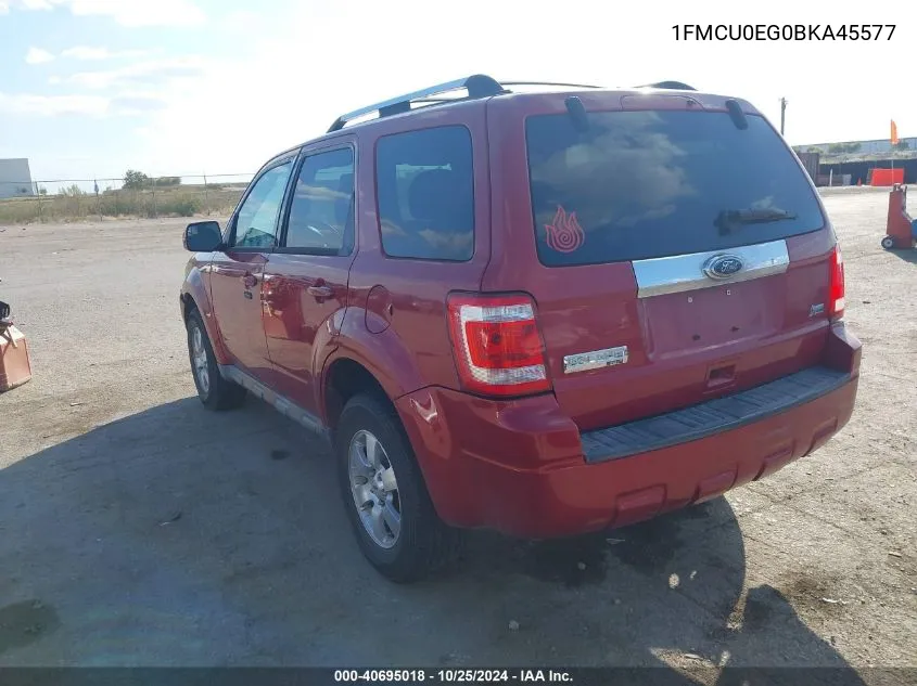 2011 Ford Escape Limited VIN: 1FMCU0EG0BKA45577 Lot: 40695018