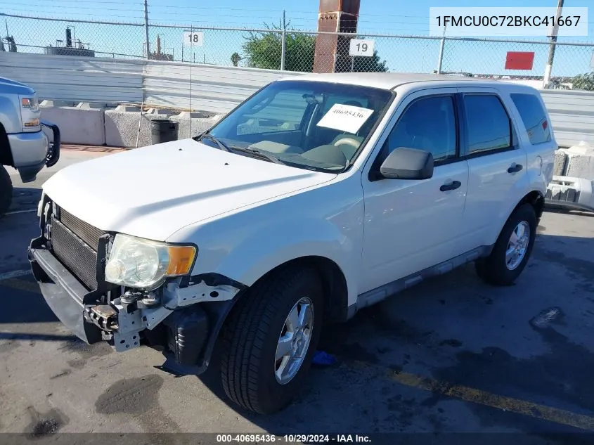 2011 Ford Escape Xls VIN: 1FMCU0C72BKC41667 Lot: 40695436