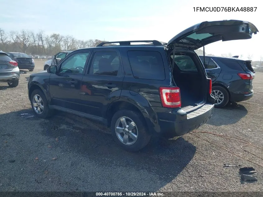 2011 Ford Escape Xlt VIN: 1FMCU0D76BKA48887 Lot: 40700785