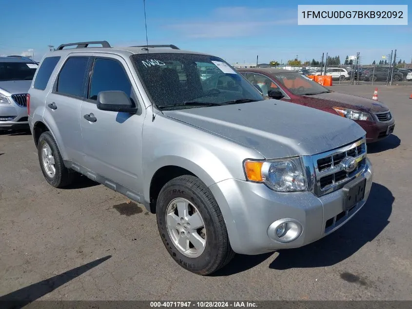 2011 Ford Escape Xlt VIN: 1FMCU0DG7BKB92092 Lot: 40717947