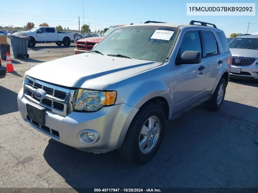 2011 Ford Escape Xlt VIN: 1FMCU0DG7BKB92092 Lot: 40717947